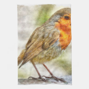 jul Robin Winter Watercolor Kökshandduk