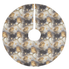 Jul Robins på Starry Night Träd Skirt Julgransmatta Borstad Polyester