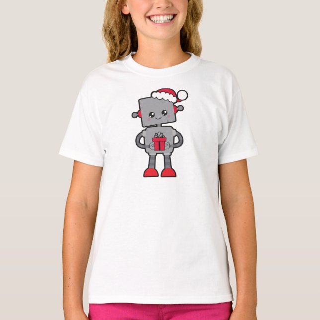 Jul Robot, Cute Robot, Santa Hat, presenter T Shirt (Framsida)