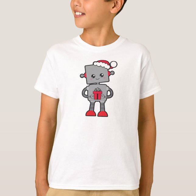 Jul Robot, Cute Robot, Santa Hat, presenter T Shirt (Framsida)