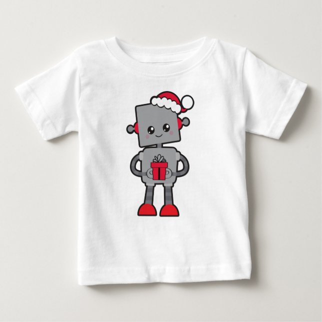 Jul Robot, Cute Robot, Santa Hat, presenter T Shirt (Framsida)