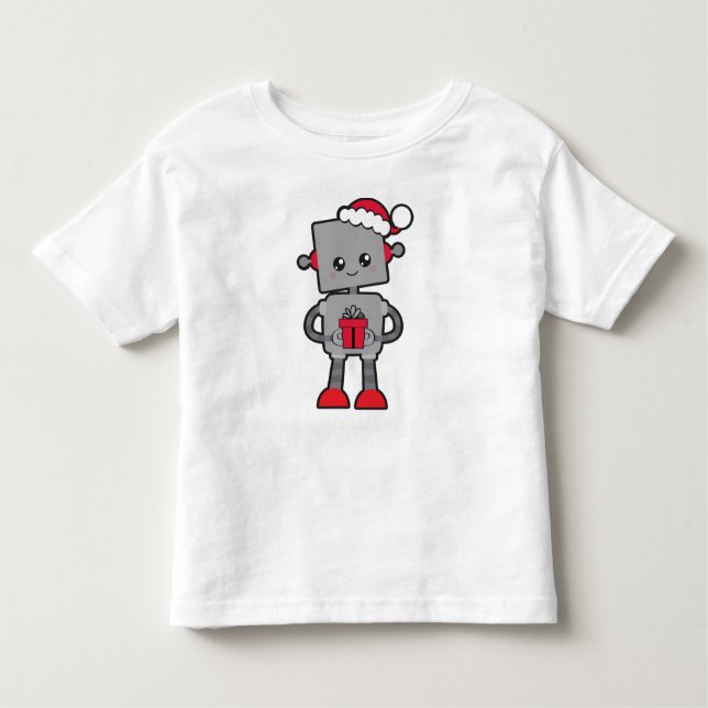 Jul Robot, Cute Robot, Santa Hat, presenter T Shirt (Framsida)