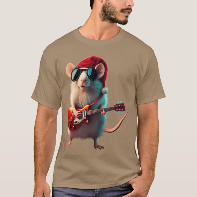 Jul Rocker Mouse-julseriens pojke T Shirt (Framsida)