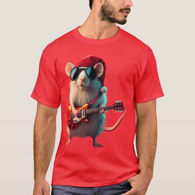 Jul Rocker Mouse-julseriens pojke T Shirt (Framsida)