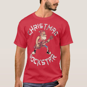 Jul Rockstar Santa spelar Guitar Funny Xm T Shirt
