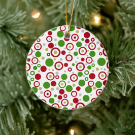Jul Röd Grön Geometrisk Namn Tvåsidig Julgransprydnad Keramik