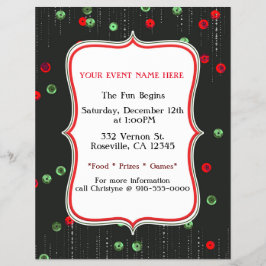 Jul Röd & Grön Glitter Holiday Party Flyer