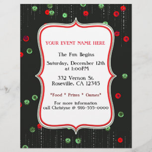 Jul Röd & Grön Glitter Holiday Party Flyer