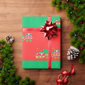 Jul RÖD & GRÖN Med Tåg. Tomte Presentpapper