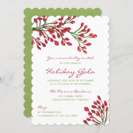 Jul, röd och Grönt, Helgdag Gala Inbjudningar