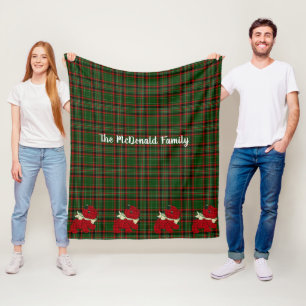 Jul, röd och Grönt Tartan Play, Scottie Hund Fleecefilt