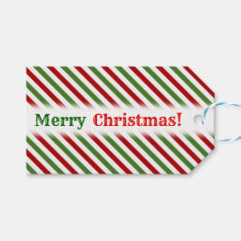 Jul; Röd, Vit och Grönt, stripe Mönster Presentetikett