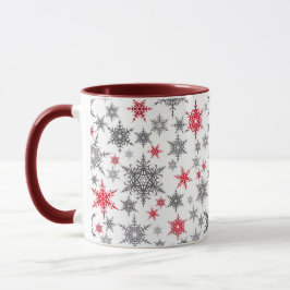 Jul, röd, vit, snöflingor, vinter, Nyårs Mugg