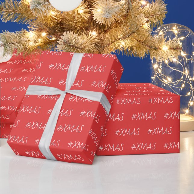 JUL Röd Vit Trendig Personlig Presentpapper (Helgdagar)
