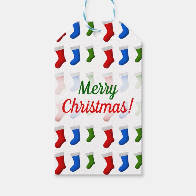 Jul; Röda, blå och Grönt julklappar Presentetikett (Framsidan)