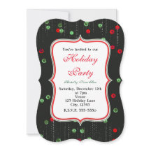 Jul röda & gröna paljetter högtidliga inbjudningar