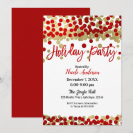 Jul Röda & Guld Prickar Modern Helgfest Inbjudningar