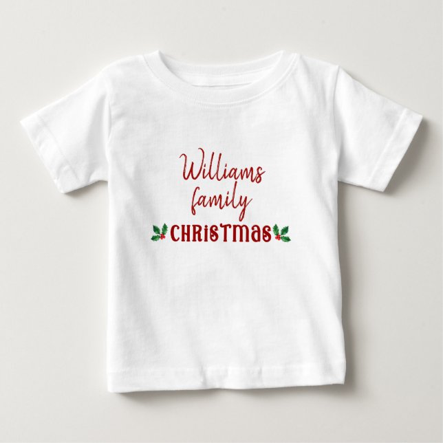 Jul röda julgran matchande baby t-shirt (Framsida)