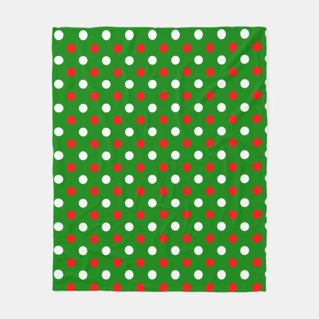 Jul - Röda och vita prickar Mönster   Fleecefilt (Framsidan)