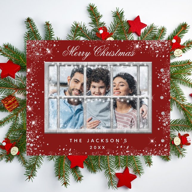Jul röda silver foto fönster budget flygblad (Skapare uppladdad)