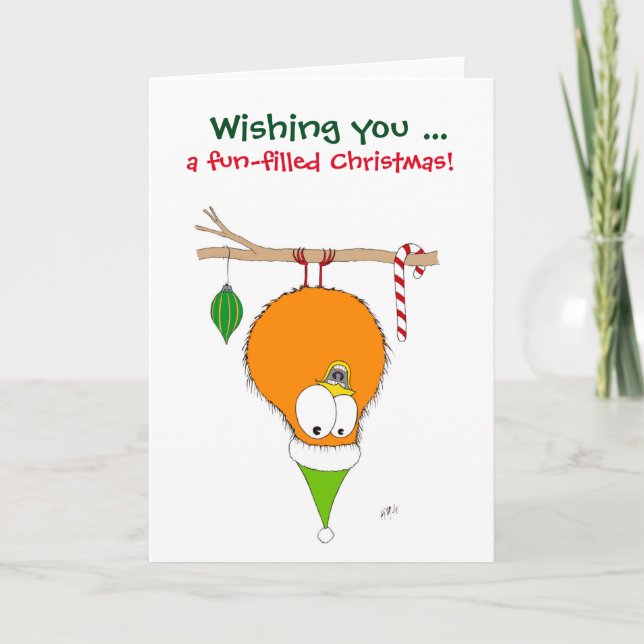 Jul: Rolig fågel (orange) Helgkort (Framsida)