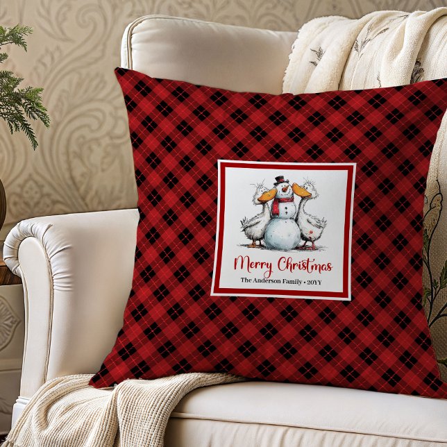 Jul Rolig Gås Whimsical Kudd Dekorativ Kudde (Christmas Funny Goose Whimsical Pillow Decor)