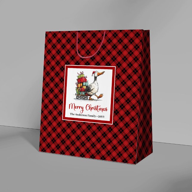 Jul Rolig Gås Whimsical Minimal Presentpåsar (Christmas Funny Goose Whimsical Minimal Gift Bags)