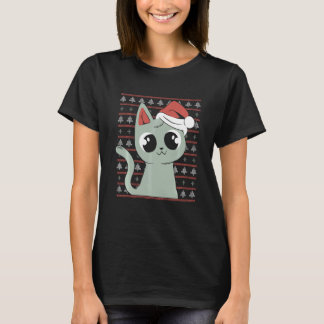 Jul Rolig Katt Xmas Tomte Stil Fula Jul T Shirt