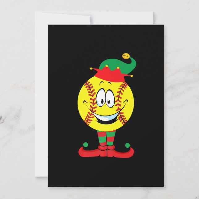 Jul Rolig Softboll ELF Xmas Pyjamas Matchande Julkort (Framsida)