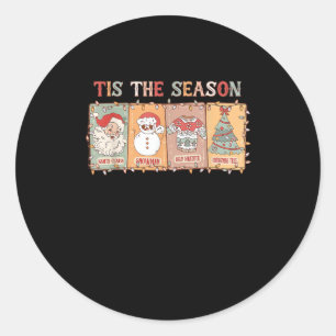 Jul Rolig Vintage Tis The Season Män Kvinnor C Runt Klistermärke