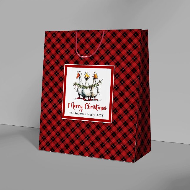 Jul Roliga Dumma Gäss Minimal Gåvpåse (Christmas Funny Silly Geese Minimal Gift Bags)
