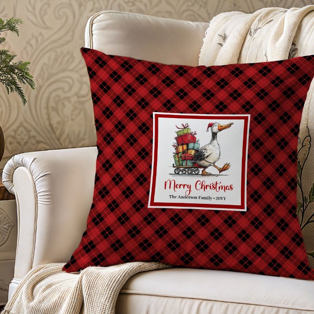 Jul Roliga Gäss Lekfulla Kuddvar Art Kudde (Christmas Funny Geese Playful Throw Pillow Art)