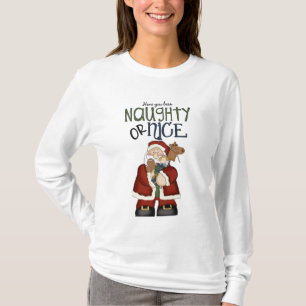 Jul roliga Santa stygg eller trevlig leksakT-tröj T-shirt