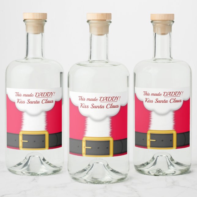 Jul, roligt, pappa Kissed Jultomten Spritflaskor Etikett (Flaskor)