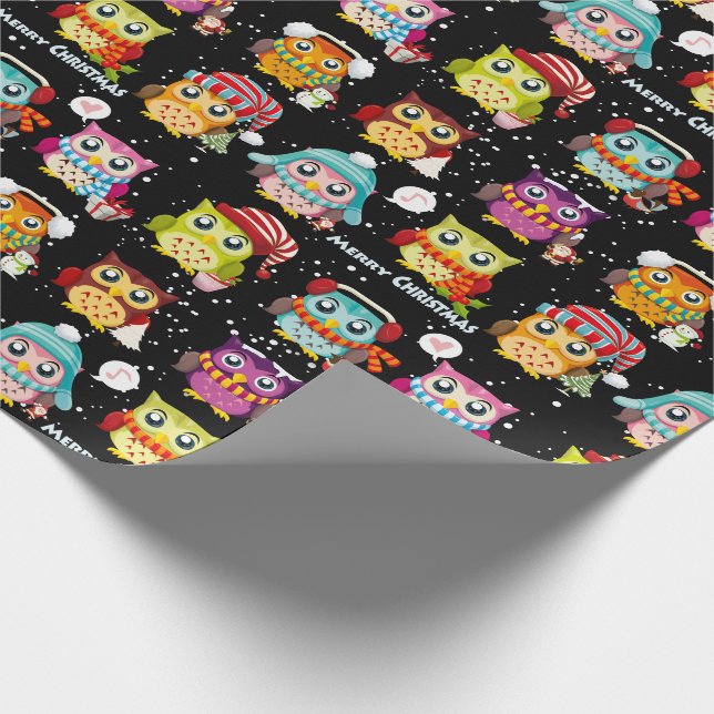 Jul- & Roligt Papper med Santa-Uggla Presentpapper (Hörn)