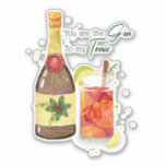 Jul Romantic Funny Gin Tonic-skript Klistermärken<br><div class="desc">Julens Romantic Funny Gin Tonic Script Stickers Labels har texten "Du är Gin to my Tonic" i elegant,  skrivet calligraphy-skript som accentueras med ett festive flaska och glas. Perfekt till par för jul,  födelsedag och årsdag. Designad av ©Evco Helgdagars www.zazzle.com/store/evcoholidays</div>