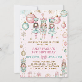 Jul Rosa Ballerinor 1-års födelsedag Inbjudningar
