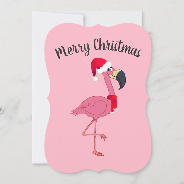 Jul Rosa Flamingo Platt Kort med kuvert (Framsida)