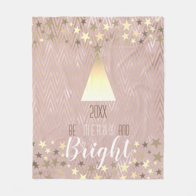 Jul Rosa Guld Merry and Bright Fleecefilt (Framsidan)