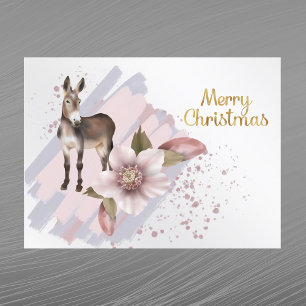 Jul Rosa Magnolia Mule Blommig Akvarell Helg Vykort