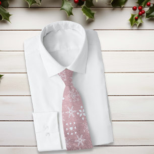 Jul Rosa Snöflinga Mönster Festiv Slips