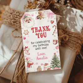 Jul Rosa Tomte Födelsedag Tack Presentetikett