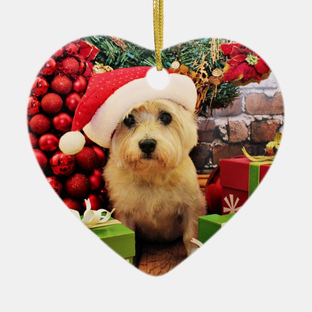 Jul - röseTerrier - Roxy Julgransprydnad Keramik (Framsidan)