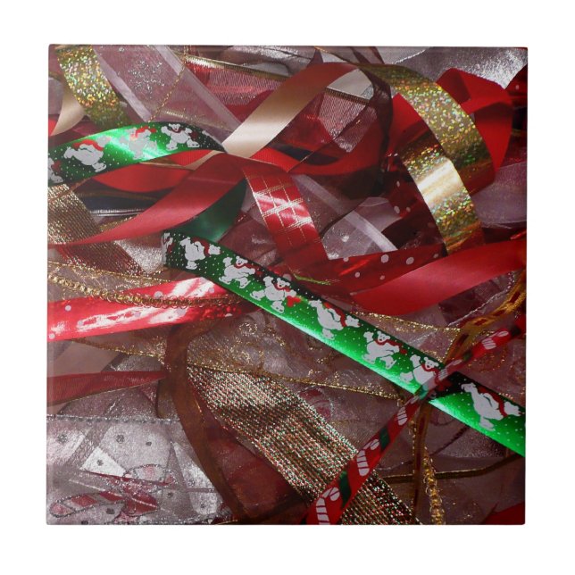 Jul Rosett band Red Grönt och Guld Helgdag Kakelplatta (Framsidan)