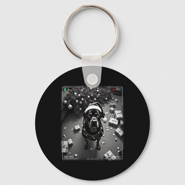 Jul Rottweiler Fångad på Kamera  Nyckelring (Framsida)