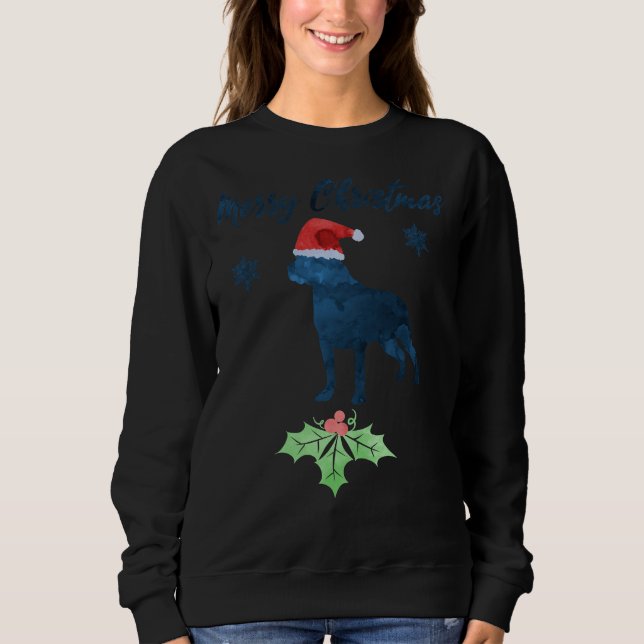 Jul Rottweiler Hund Artwork Santa Hat T Shirt (Framsida)
