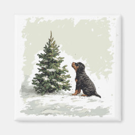 Jul Rottweiler Hund Julgran Magnet