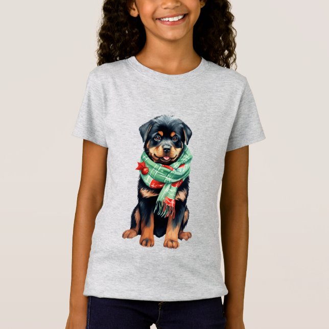 Jul Rottweiler Kids T-Shirt - Helgdag Roligt (Framsida)