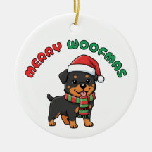 Jul Rottweiler Ornament: Merry Woofmas