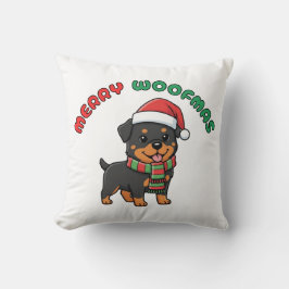 Jul Rottweiler Pillow: Merry Woofmas Kudde